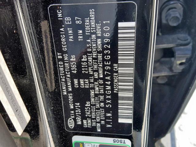 5XXGM4A79EG329601 - 2014 KIA OPTIMA LX BLACK photo 10