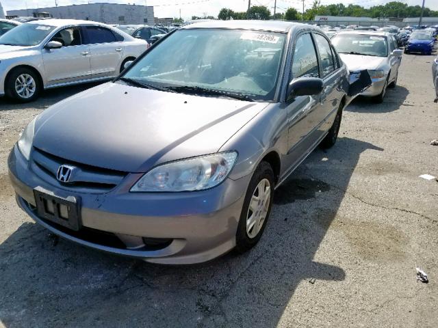 1HGES16315L022328 - 2005 HONDA CIVIC DX V GRAY photo 2