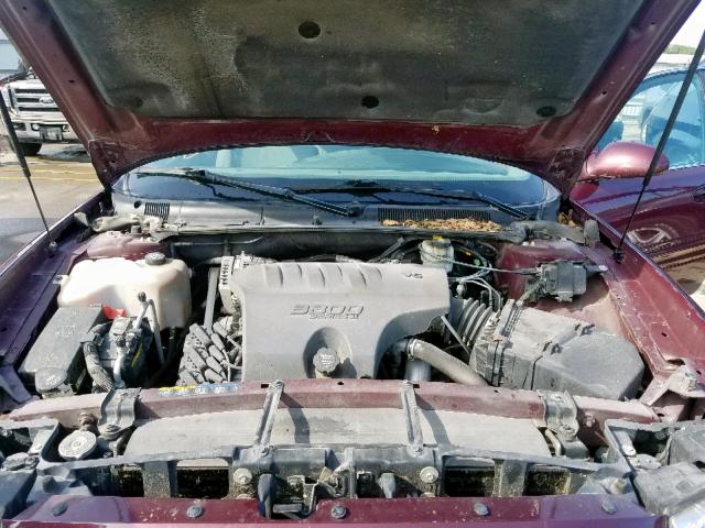 1G4HP52K644103217 - 2004 BUICK LESABRE CU MAROON photo 7