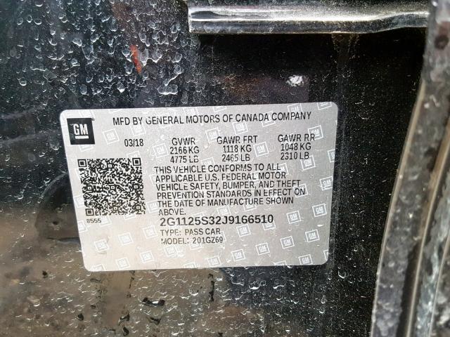 2G1125S32J9166510 - 2018 CHEVROLET IMPALA PRE შავი ფოტო 10