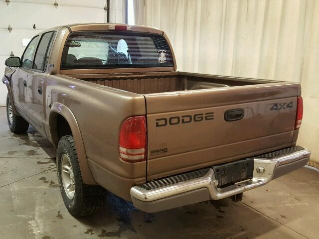 1B7HG2AZ5YS732101 - 2000 DODGE DAKOTA QUA BROWN photo 3