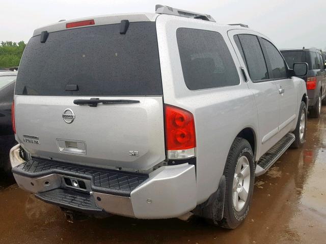 5N1AA08B74N701095 - 2004 NISSAN ARMADA SE SILVER photo 4