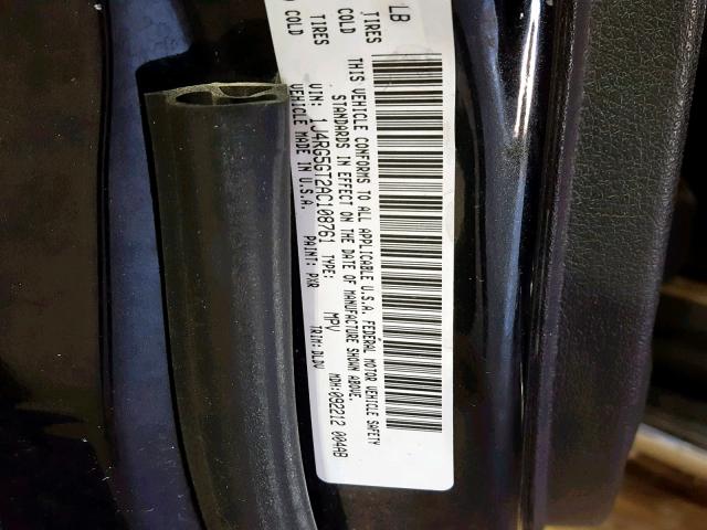 1J4RG5GT2AC108761 - 2010 JEEP COMMANDER BLACK photo 10