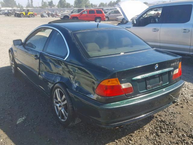 WBABM3344YJN84953 - 2000 BMW 323 CI GREEN photo 3