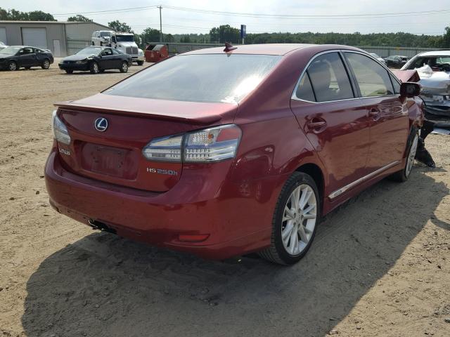 JTHBB1BA3A2008497 - 2010 LEXUS HS 250H BURGUNDY photo 4