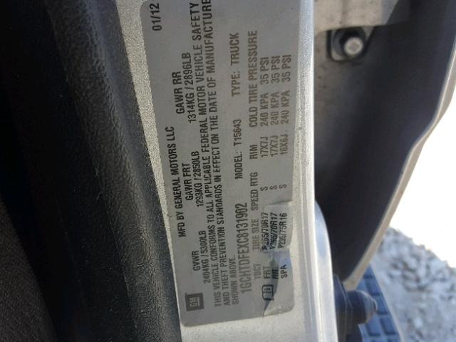 1GCHTDFEXC8131902 - 2012 CHEVROLET COLORADO L SILVER photo 10