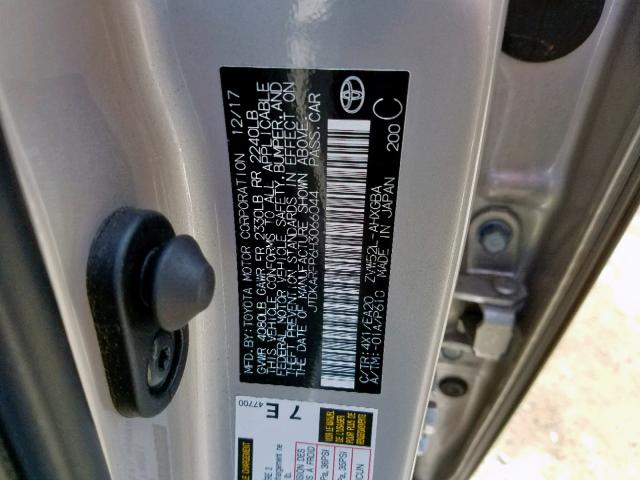 JTDKARFP6H3066044 - 2017 TOYOTA PRIUS PRIM 灰色 照片 10