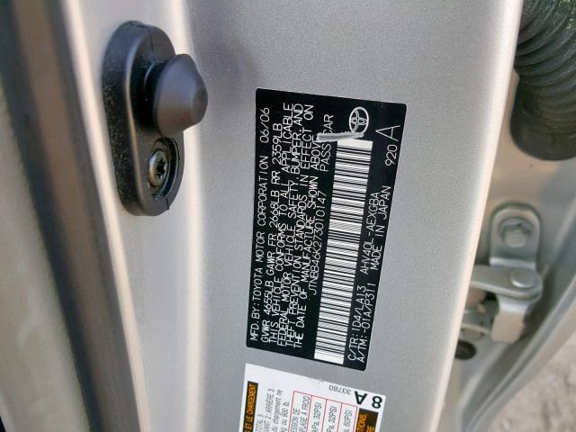 JTNBB46K273010147 - 2007 TOYOTA CAMRY NEW SILVER photo 10