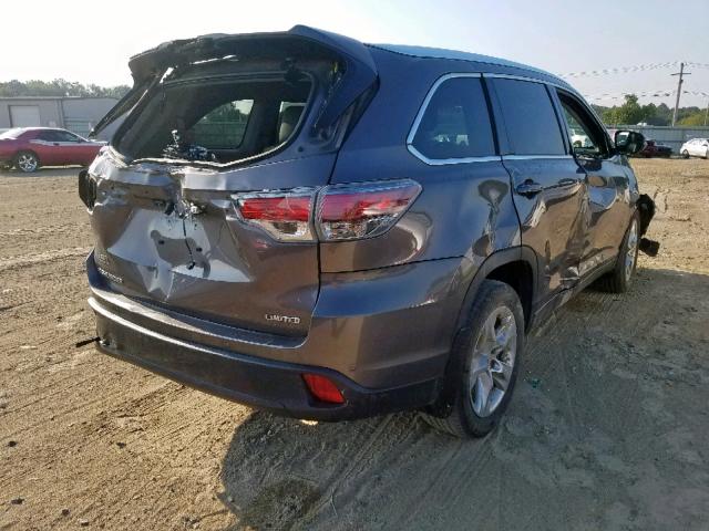 5TDYKRFH4GS121314 - 2016 TOYOTA HIGHLANDER GRAY photo 4