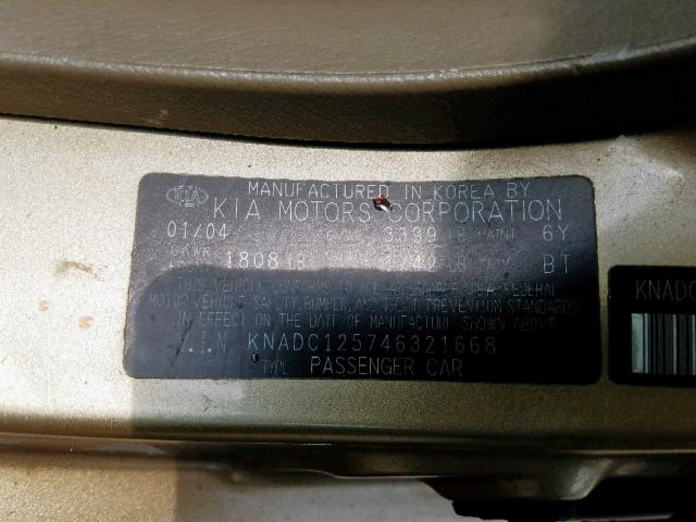 KNADC125746321668 - 2004 KIA RIO GOLD photo 10