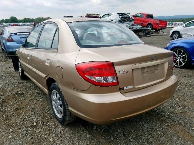 KNADC125746321668 - 2004 KIA RIO GOLD photo 3