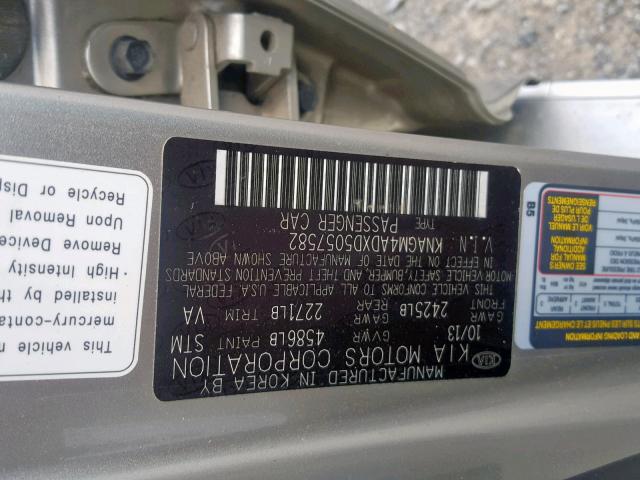 KNAGM4ADXD5057582 - 2013 KIA OPTIMA HYB SILVER photo 10