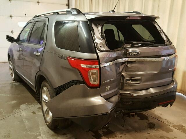 1FM5K8F88DGC20331 - 2013 FORD EXPLORER L GRAY photo 3