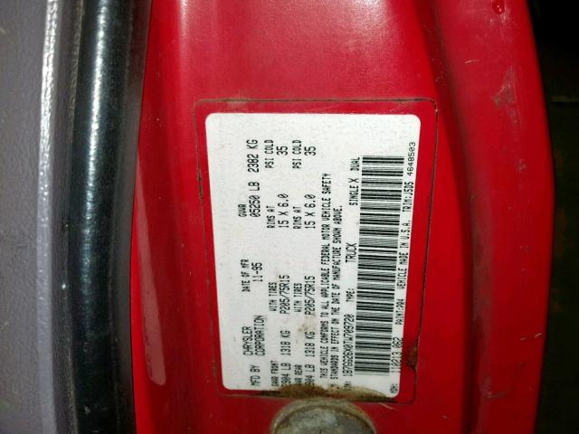 1B7GG26X0TW709720 - 1996 DODGE DAKOTA RED photo 10