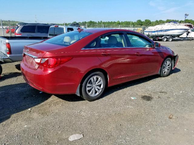 5NPEB4AC7BH102773 - 2011 HYUNDAI SONATA GLS RED photo 4