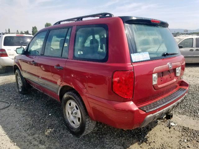 2HKYF18153H527785 - 2003 HONDA PILOT LX RED photo 3