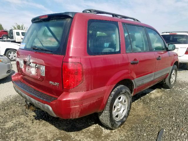 2HKYF18153H527785 - 2003 HONDA PILOT LX RED photo 4