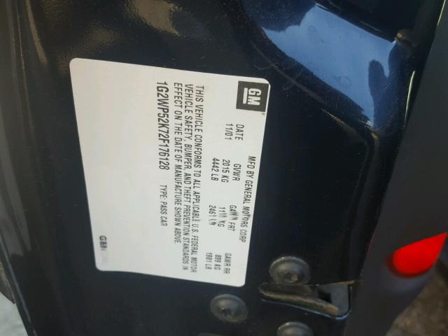 1G2WP52K72F176128 - 2002 PONTIAC GRAND PRIX BLUE photo 10