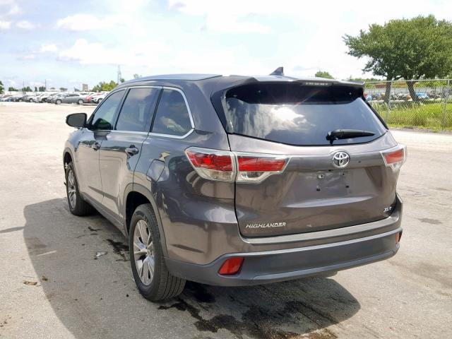 5TDKKRFH3FS066729 - 2015 TOYOTA HIGHLANDER GRAY photo 3