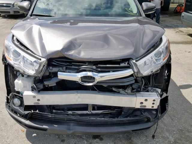 5TDKKRFH3FS066729 - 2015 TOYOTA HIGHLANDER GRAY photo 7