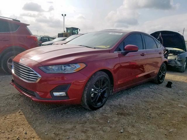 3FA6P0HD3KR166177 - 2019 FORD FUSION SE RED photo 2