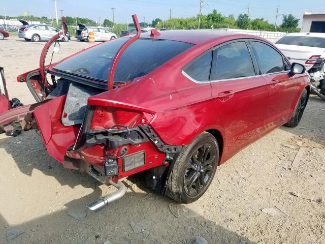 3FA6P0HD3KR166177 - 2019 FORD FUSION SE RED photo 4