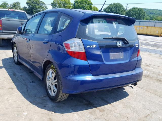 JHMGE88439S016621 - 2009 HONDA FIT SPORT BLUE photo 3