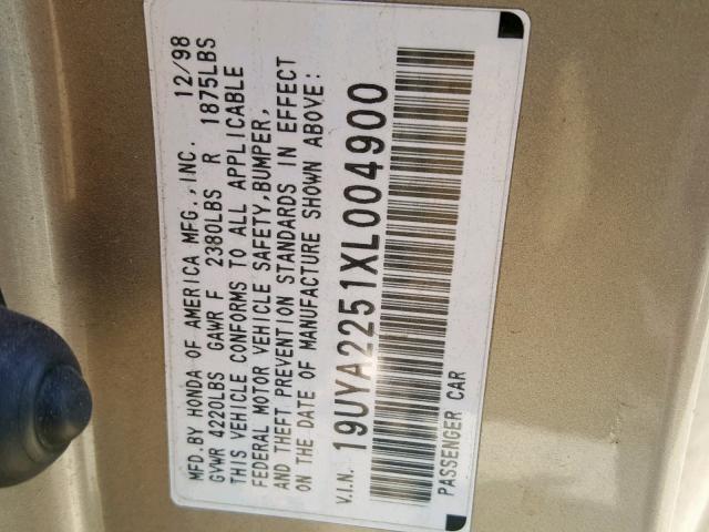19UYA2251XL004900 - 1999 ACURA 3.0CL 棕色 照片 10