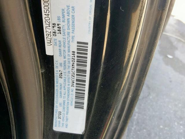 3VWCC21C7XM402188 - 1999 VOLKSWAGEN NEW BEETLE შავი ფოტო 10