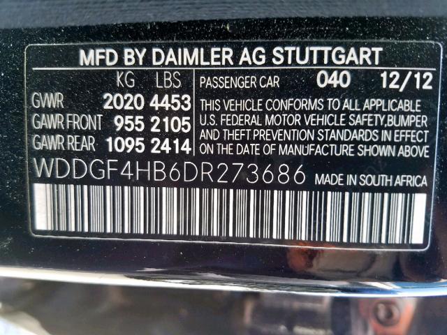 WDDGF4HB6DR273686 - 2013 MERCEDES-BENZ C 250 BLACK photo 10