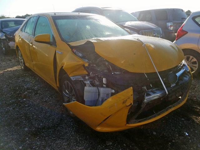 4T1BD1FK4FU148175 - 2015 TOYOTA CAMRY HYBR YELLOW photo 1