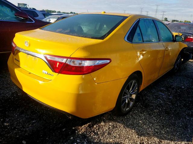 4T1BD1FK4FU148175 - 2015 TOYOTA CAMRY HYBR YELLOW photo 4