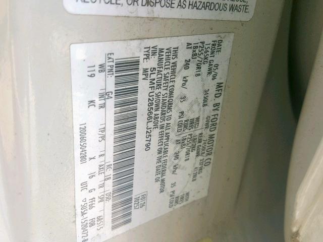 5LMFU28566LJ25790 - 2006 LINCOLN NAVIGATOR თეთრი ფოტო 10