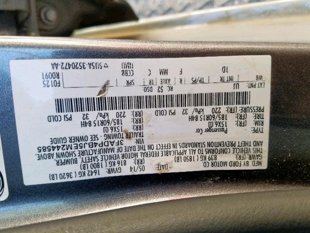 3FADP4BJ5EM244585 - 2014 FORD FIESTA SE GRAY photo 10