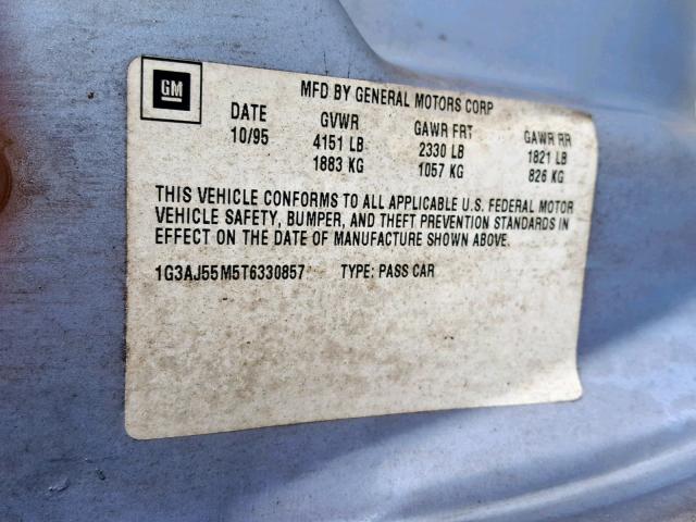 1G3AJ55M5T6330857 - 1996 OLDSMOBILE CIERA SL BLUE photo 10