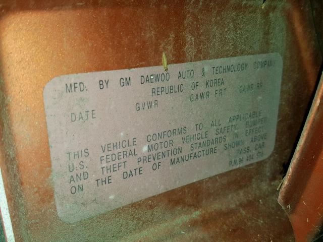 KL1TD62685B489806 - 2005 CHEVROLET AVEO BASE ნარინჯისფერი ფოტო 10