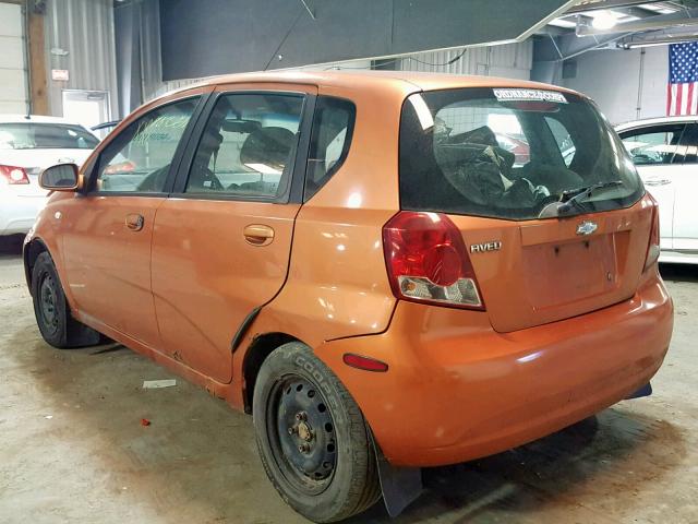 KL1TD62685B489806 - 2005 CHEVROLET AVEO BASE ნარინჯისფერი ფოტო 3