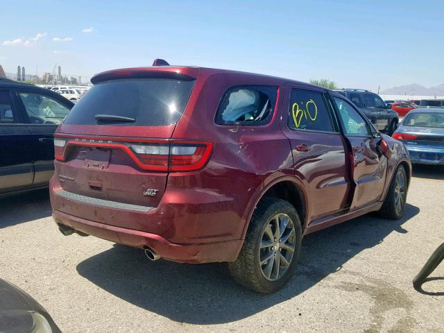 1C4RDJDG0HC931035 - 2017 DODGE DURANGO GT RED photo 4