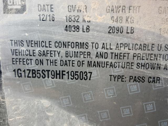 1G1ZB5ST9HF195037 - 2017 CHEVROLET MALIBU LS 黑色 照片 10