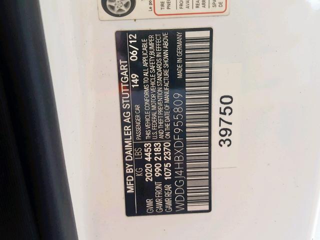 WDDGJ4HBXDF955809 - 2013 MERCEDES-BENZ C 250 WHITE photo 10