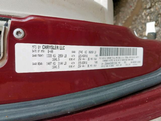 2D8HN44E49R515346 - 2009 DODGE GRAND CARA MAROON photo 10