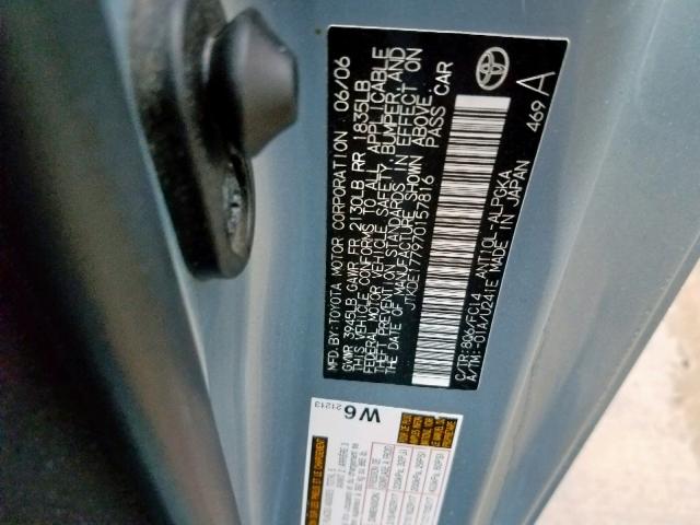 JTKDE177970157816 - 2007 TOYOTA SCION TC ლურჯი ფოტო 10