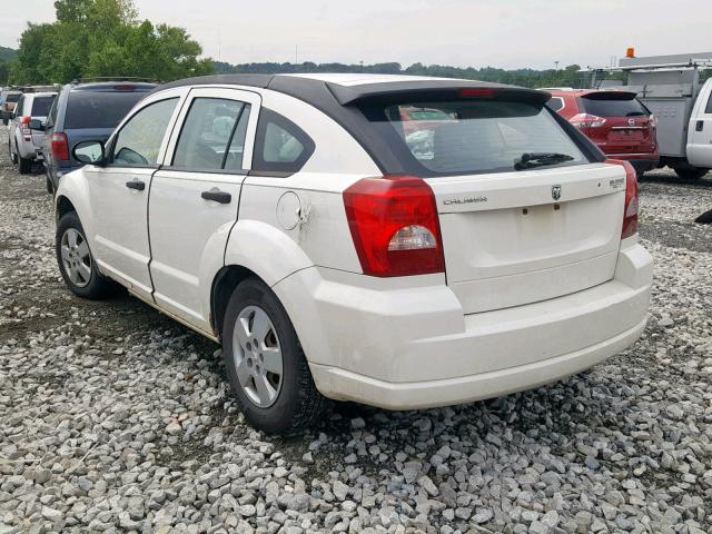 1B3HB28C47D287600 - 2007 DODGE CALIBER WHITE photo 3