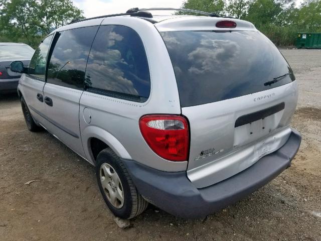 1B4GP25302B701005 - 2002 DODGE CARAVAN SE SILVER photo 3