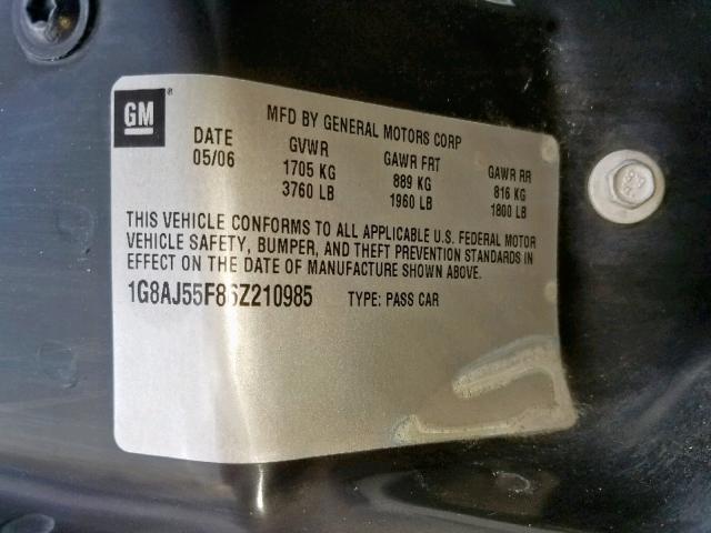 1G8AJ55F86Z210985 - 2006 SATURN ION LEVEL WHITE photo 10