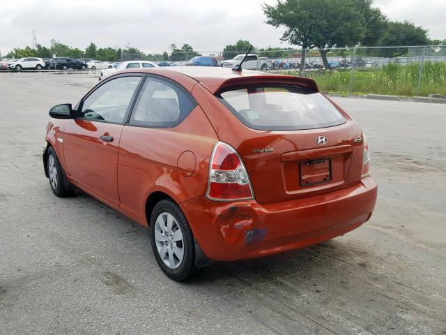 KMHCM36C39U114483 - 2009 HYUNDAI ACCENT GS ORANGE photo 3