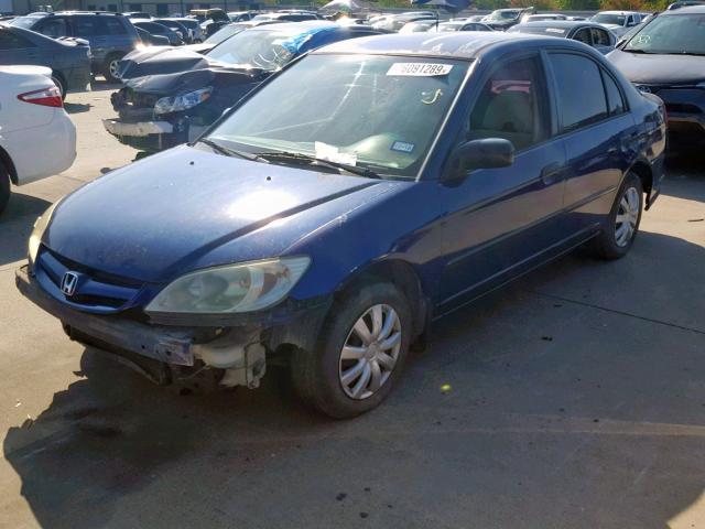 2HGES16344H581867 - 2004 HONDA CIVIC DX V BLUE photo 2