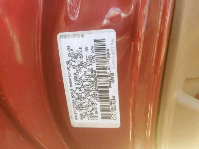 4T3ZF13C9XU092846 - 1999 TOYOTA SIENNA LE BURGUNDY photo 10