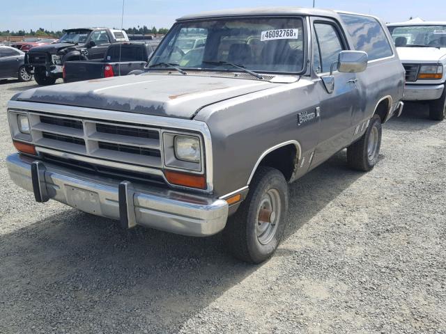 3B4GM17Z0LM056130 - 1990 DODGE RAMCHARGER GRAY photo 2