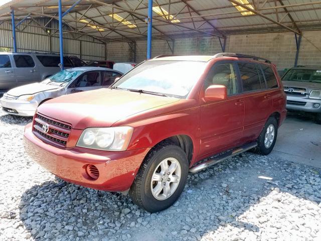 JTEGD21A130063713 - 2003 TOYOTA HIGHLANDER BURGUNDY photo 2